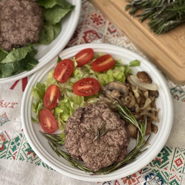 bison burger, rosemary