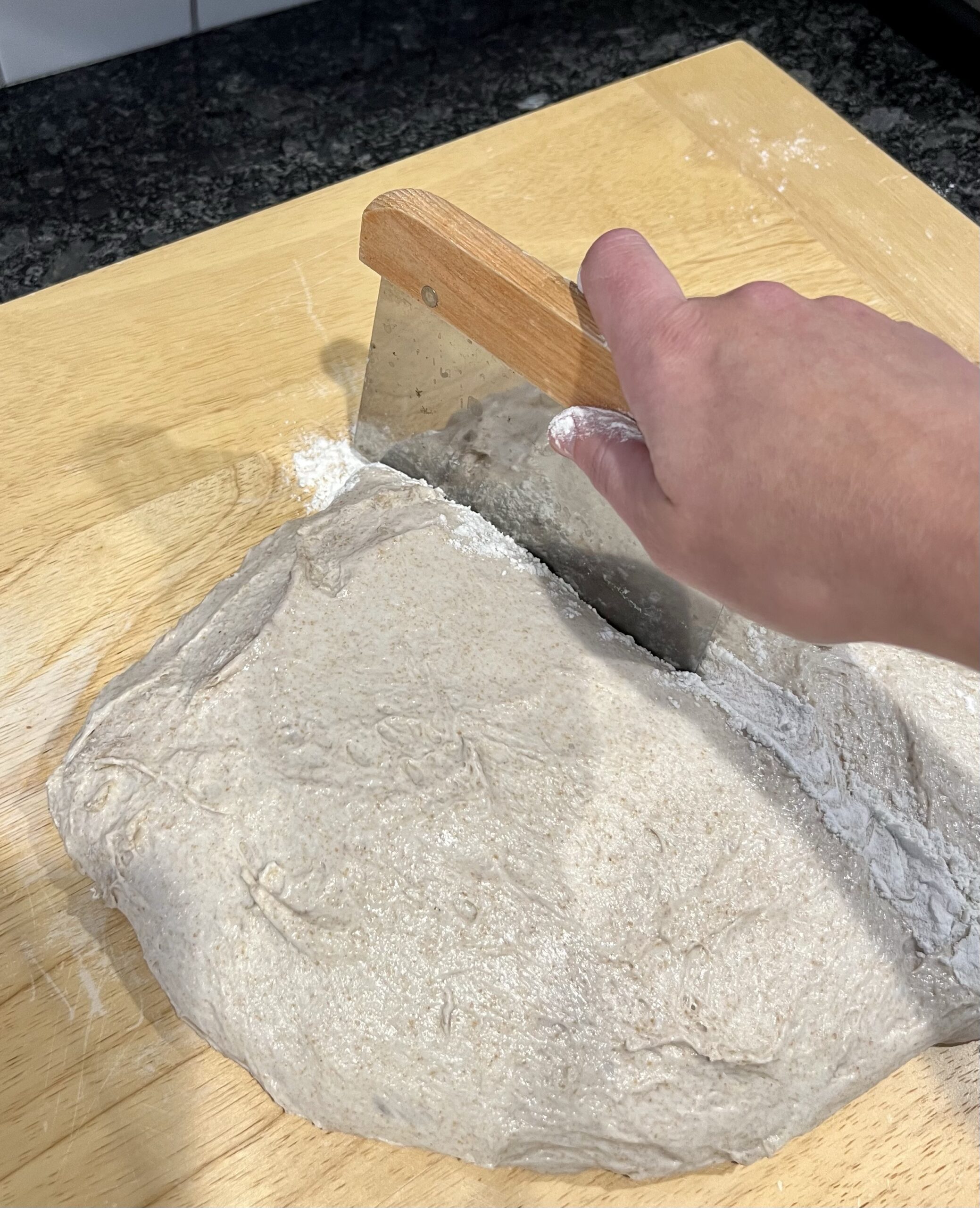 sourdough dough scraper baking proofed