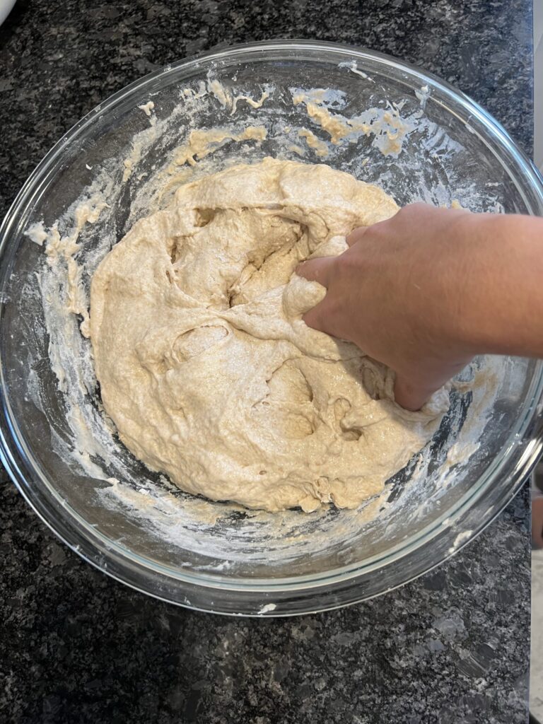 Dimple the dough using your fingers