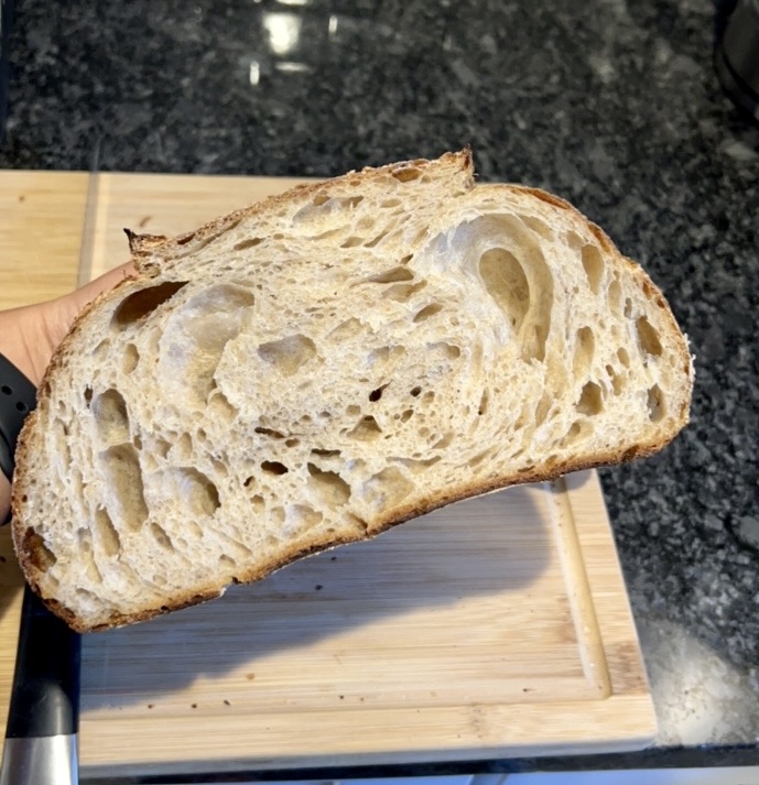 No-knead Sourdough Bread - sourdough crumb bread baking