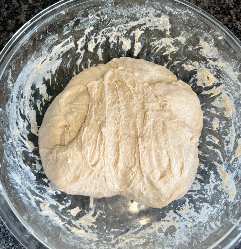 stretch and fold dough mixture sourdough bread
