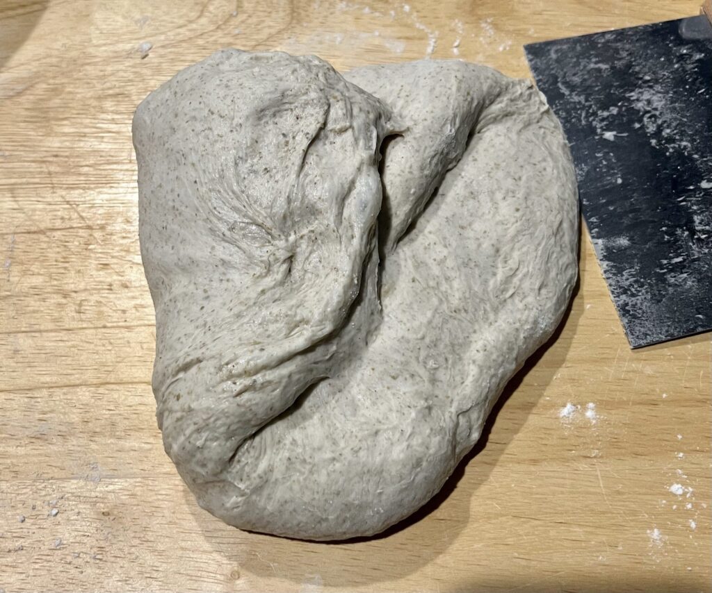 folded sourdough maple rye dough