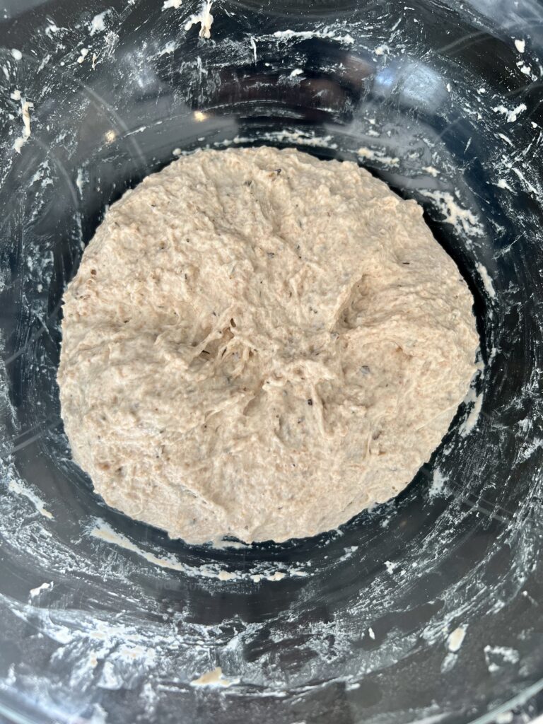 sourdough bread with herbs dough mixture
