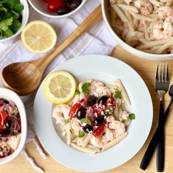 Mediterranean shrimp pasta