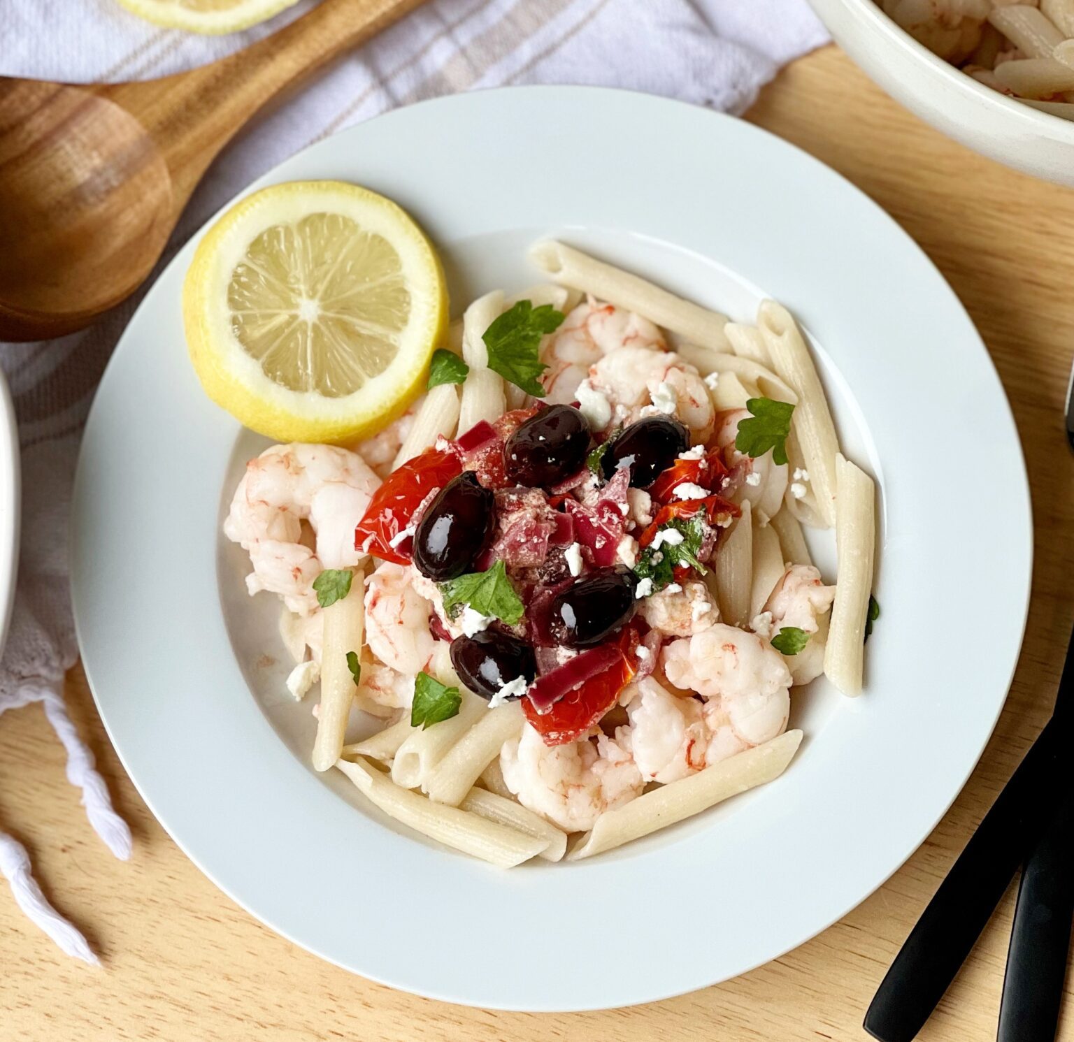 Mediterranean Shrimp Pasta - Healing Slice