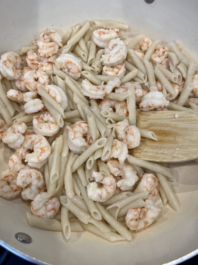 Mediterranean Shrimp Pasta - mix in cooked pasta