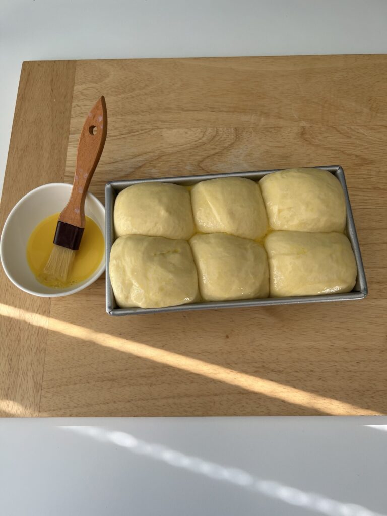 sourdough brioche dough - brush egg mixture