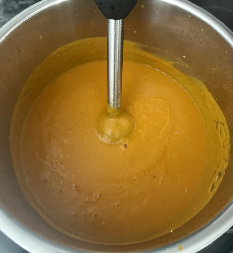 Blend the soup once done cooking until creamy