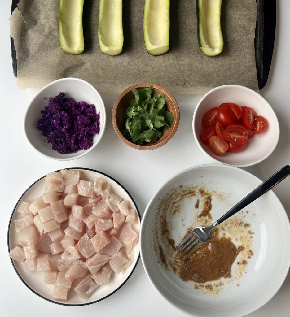 ingredients for mahi mahi zucchini boats