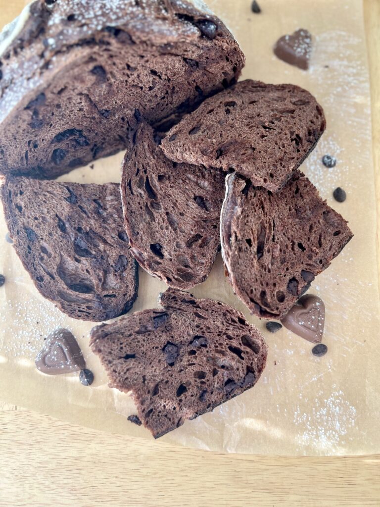 chocolate sourdough bread slices