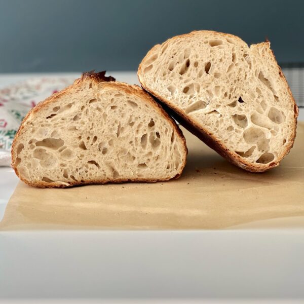 rustic sourdough bread open crumb