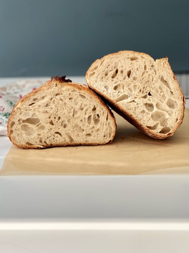 rustic sourdough bread open crumb