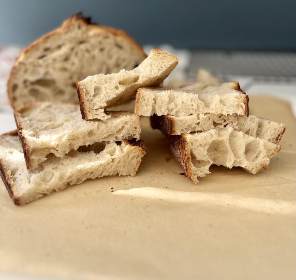 rustic sourdough bread slices