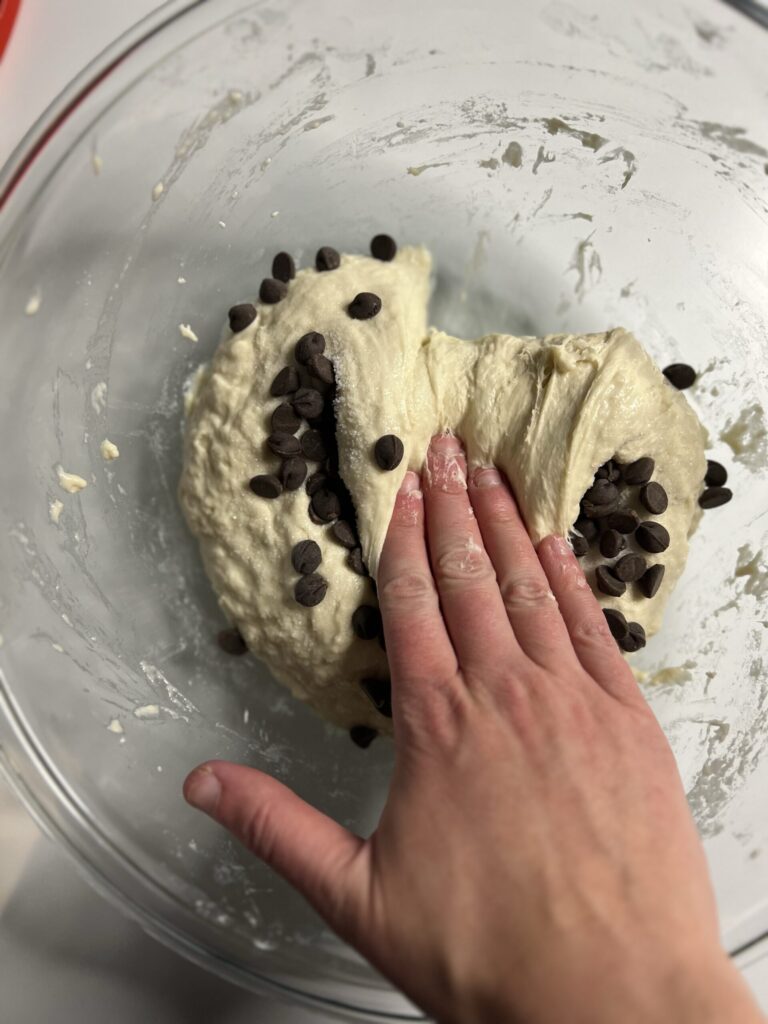 Fold the chocolate chips in