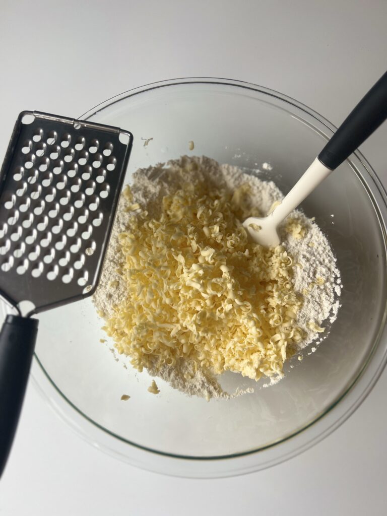 Grate the butter