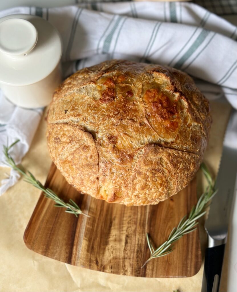 Asiago sourdough bread loaf