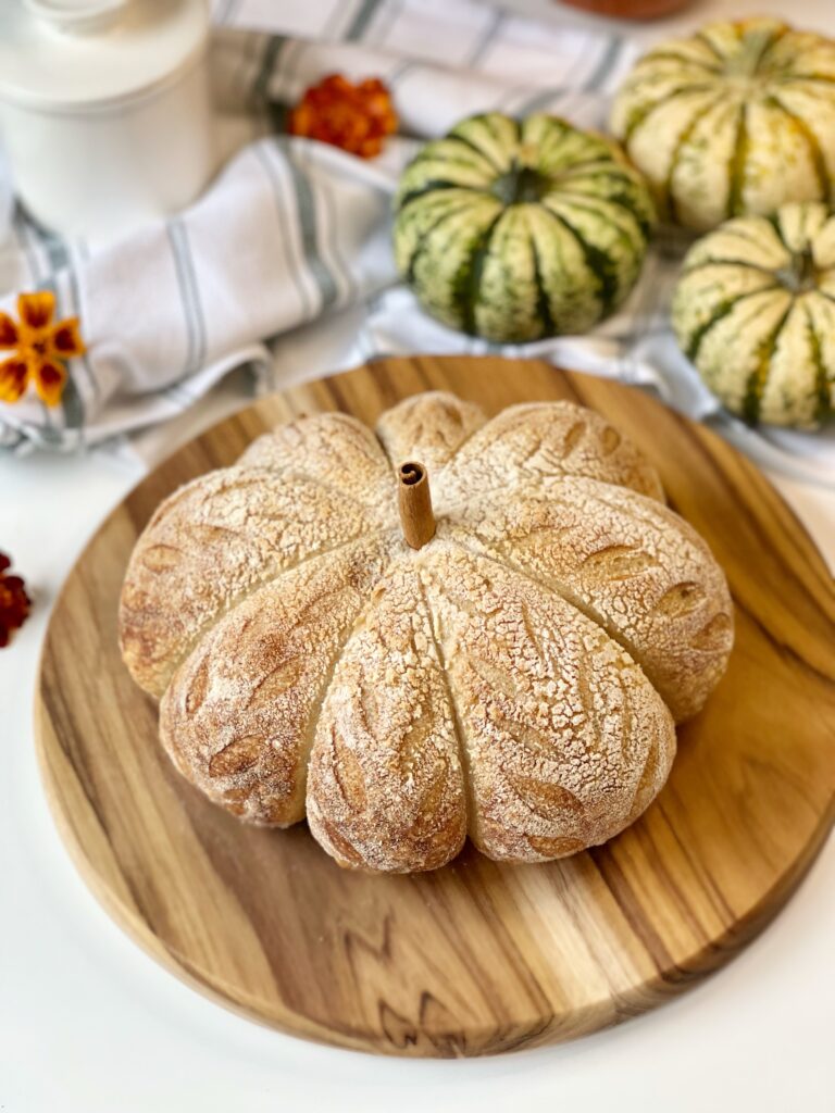 pumpkin shaped sourdough bread