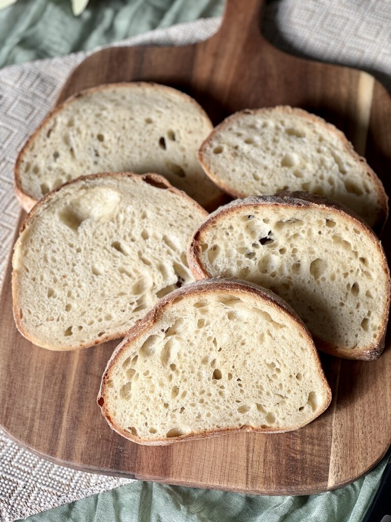 Italian sourdough bread slices