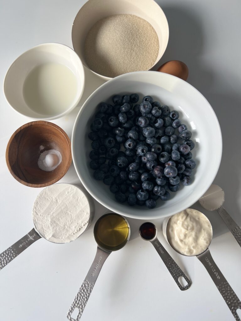 ingredients for sourdough blueberry bread