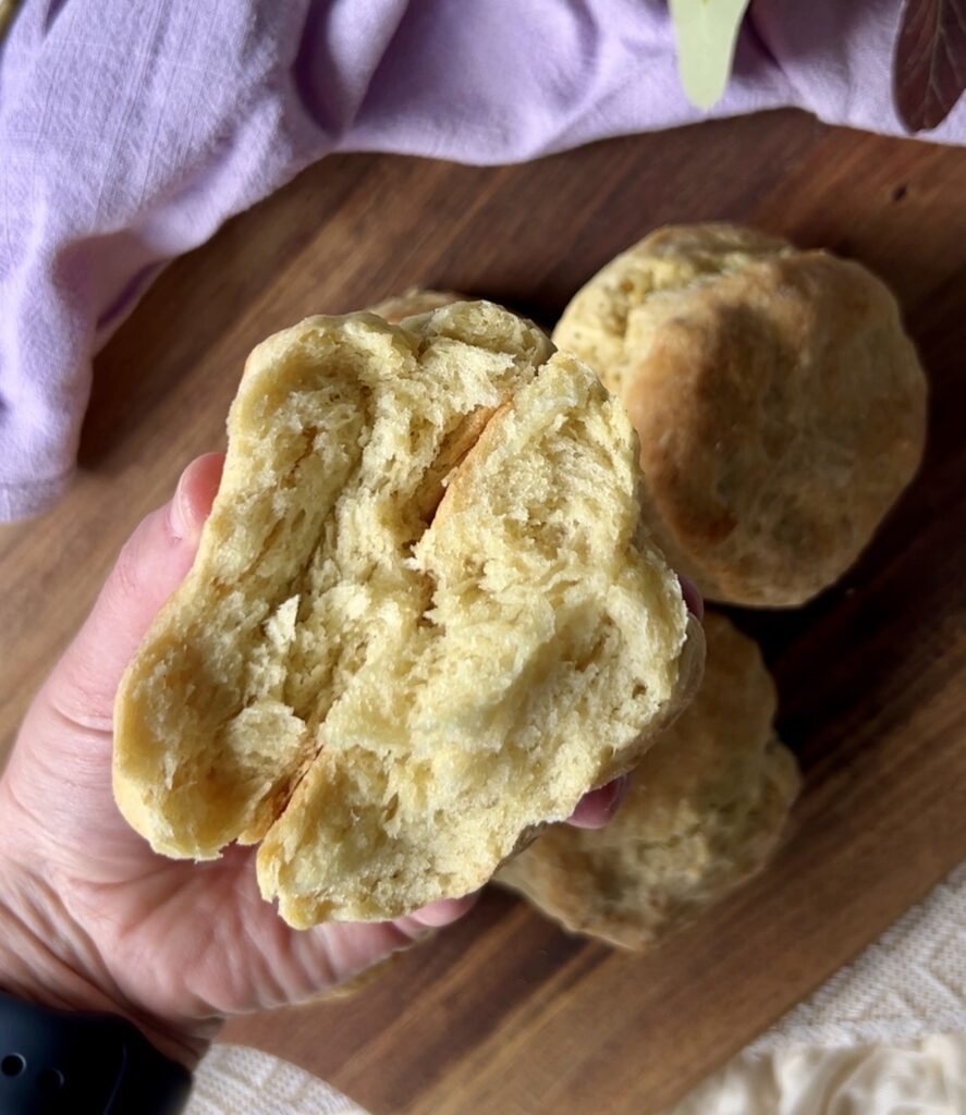 inside view of sourdough biscuits