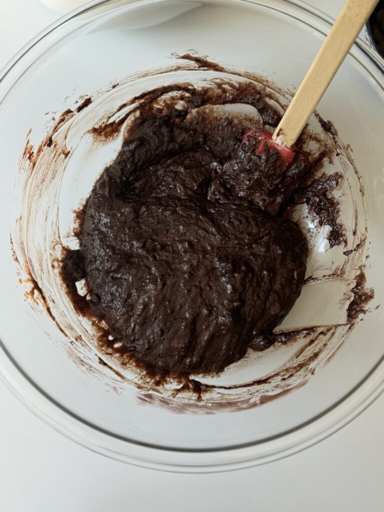 sourdough brownies mixing