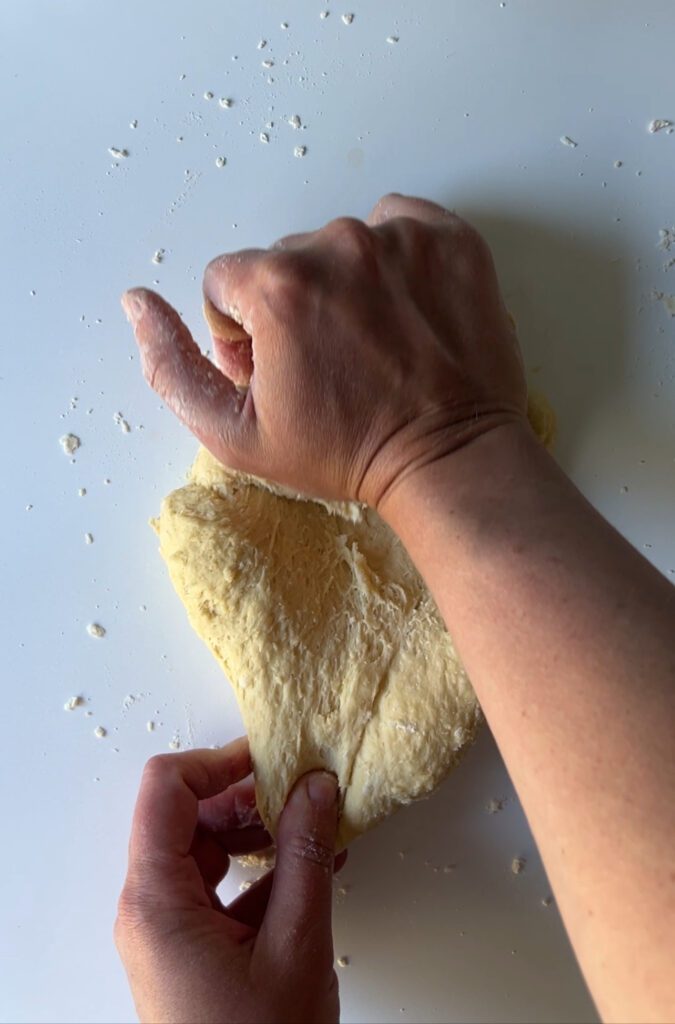 kneading sourdough pasta dough