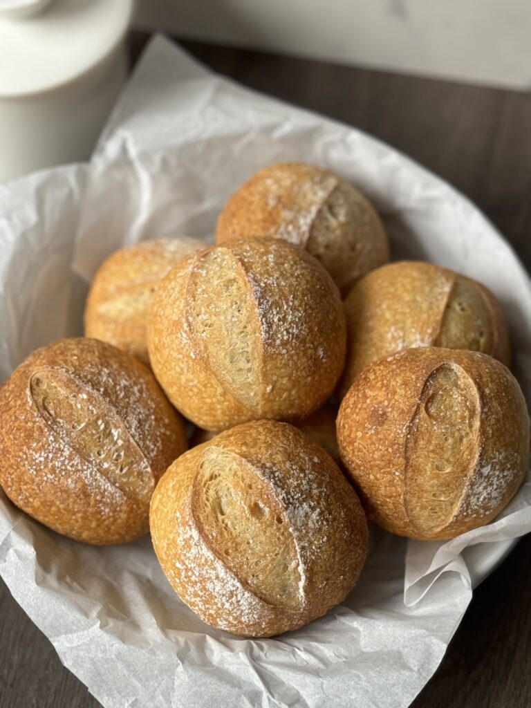 crusty sourdough dinner rolls
