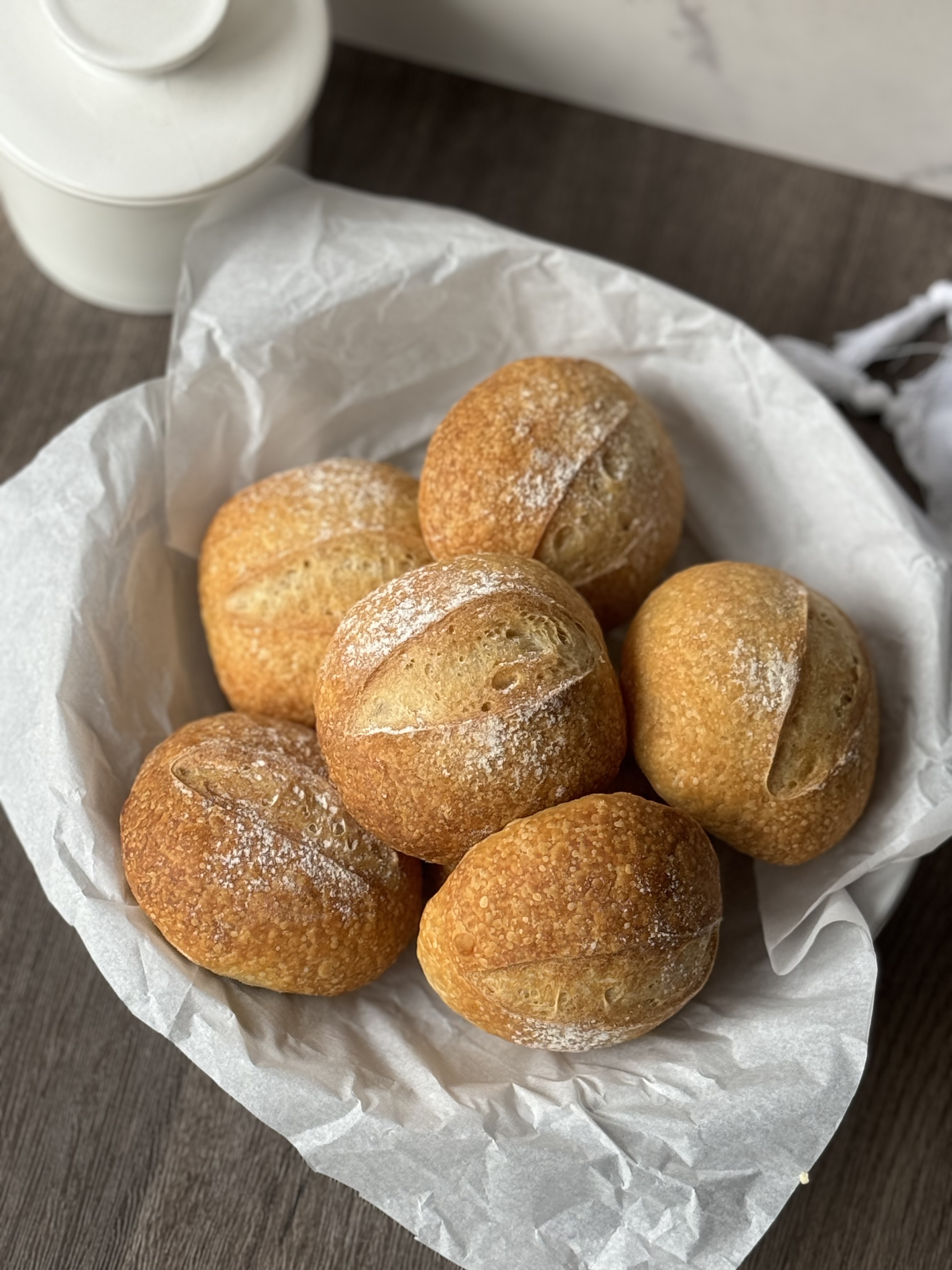 crusty sourdough rolls