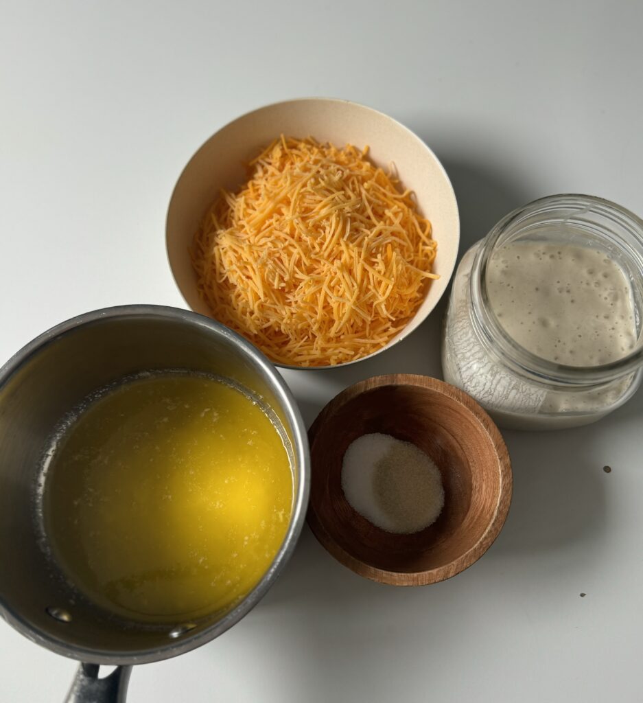 ingredients for sourdough cheese crackers