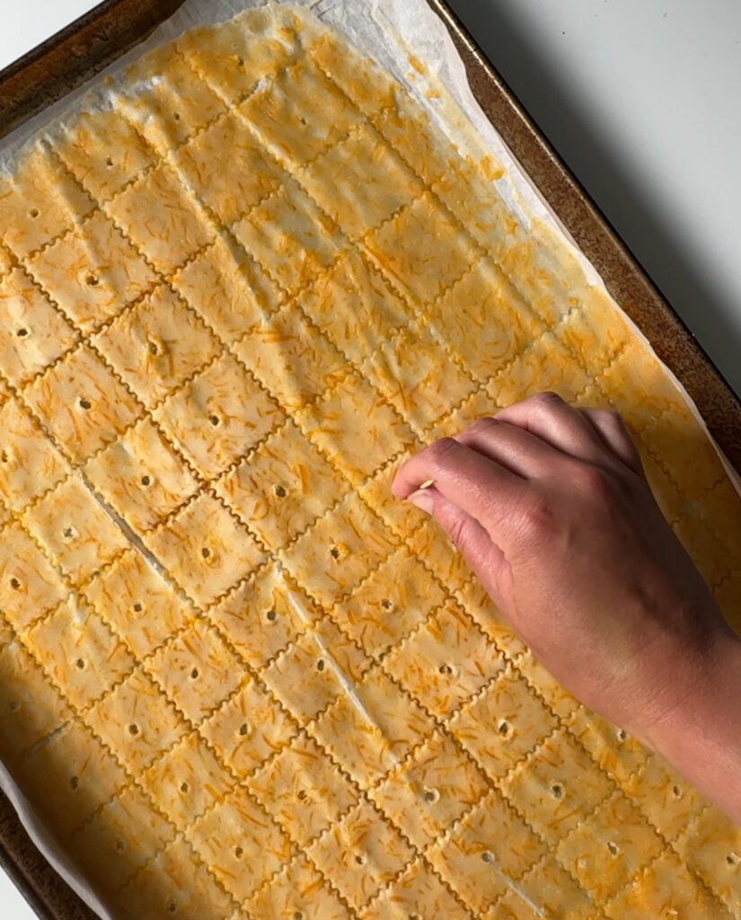 making holes in sourdough crackers