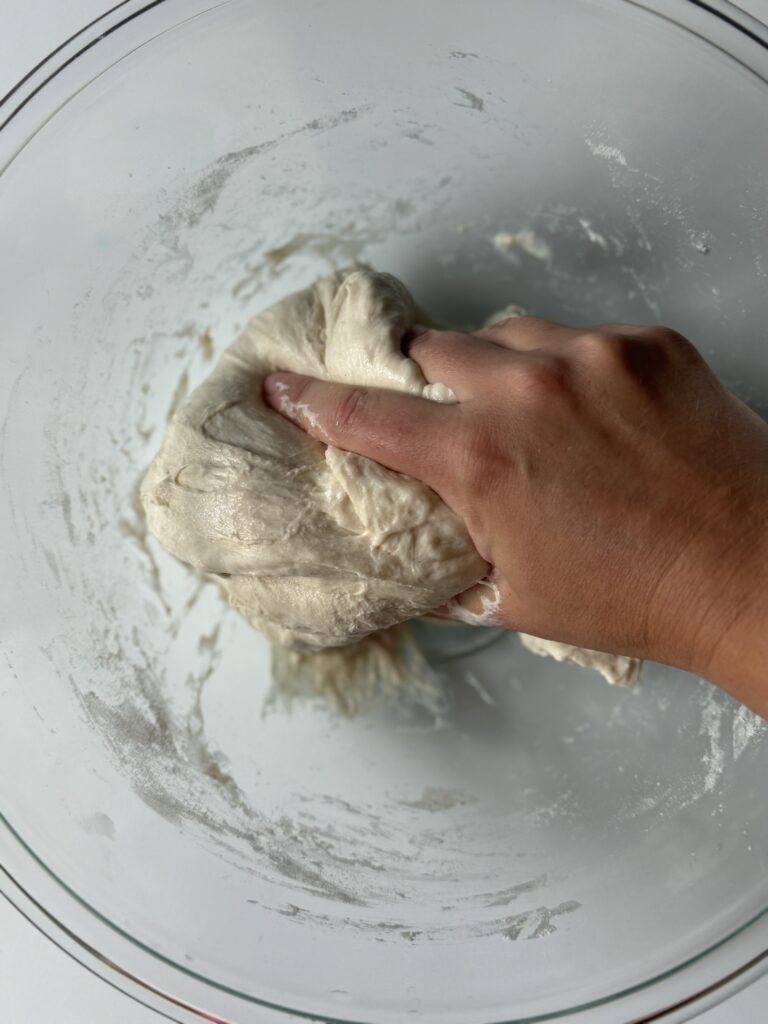 mixing artisan sourdough bread