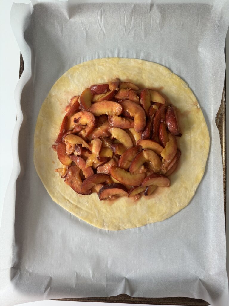 placing the filling into the galette