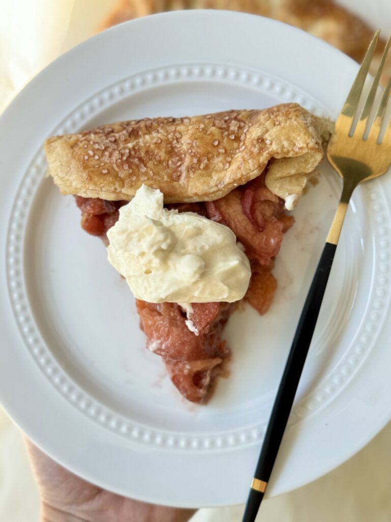 sourdough peach galette slice