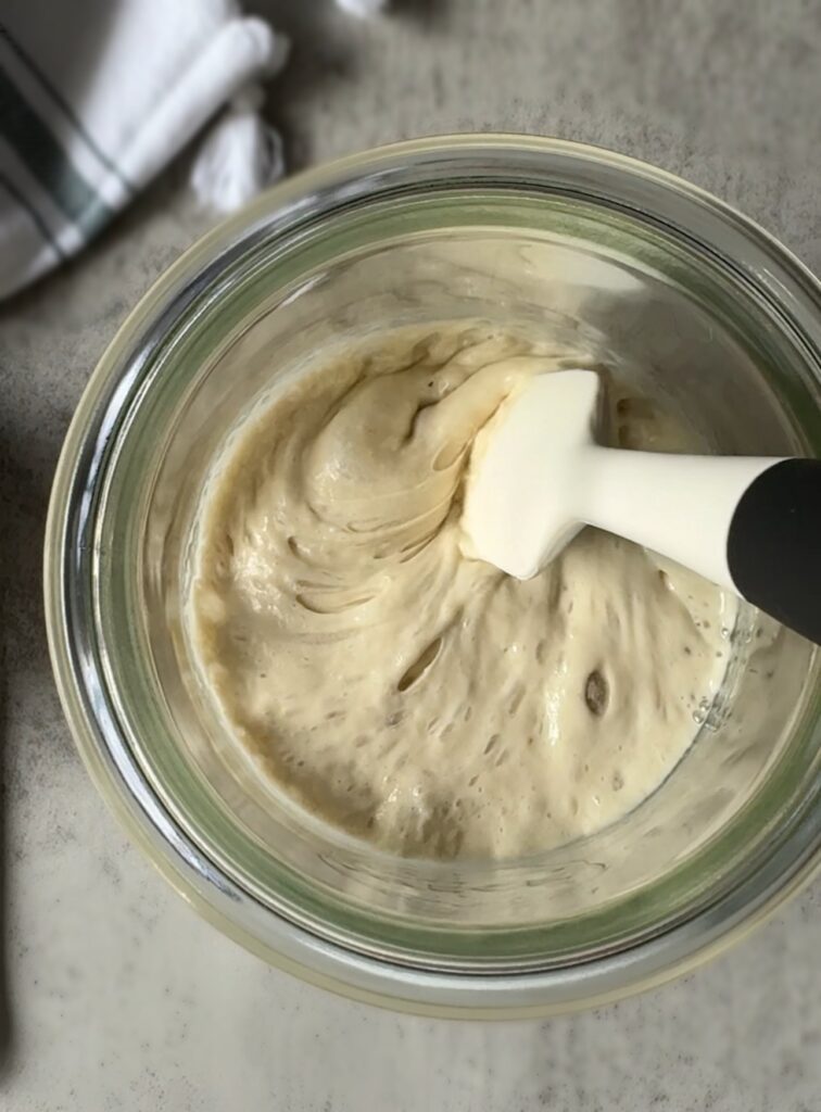 sourdough starter mixing