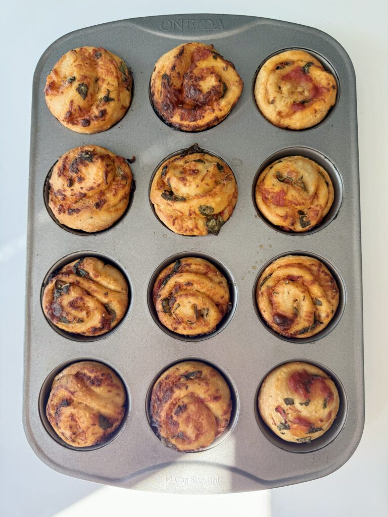 sourdough pizza scroll muffins