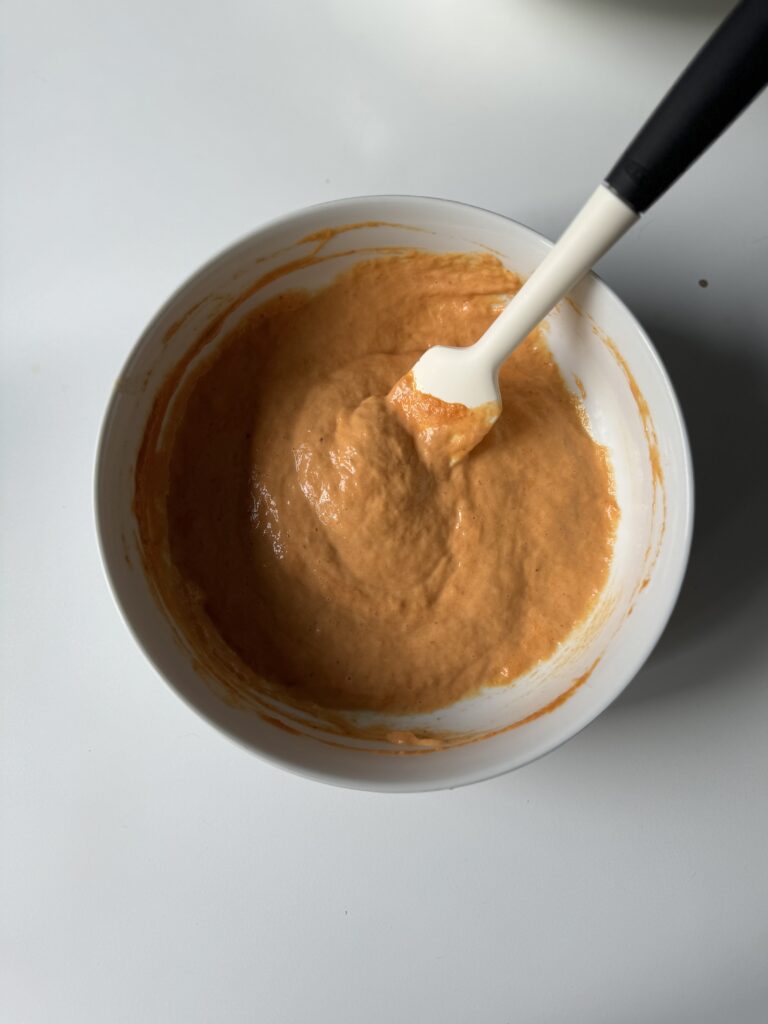 mixing sourdough pumpkin scones