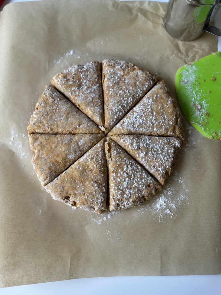 shaping sourdough pumpkin scones