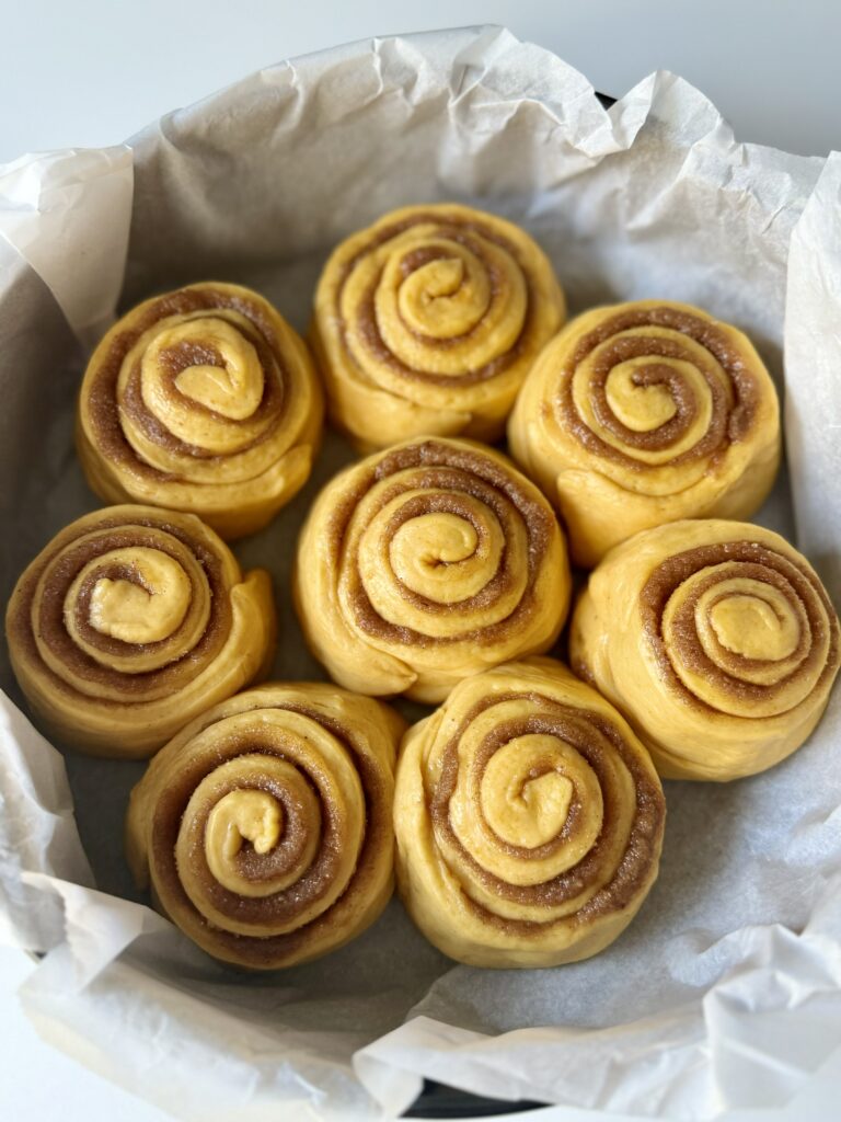 shaped pumpkin sourdough cinnamon rolls 