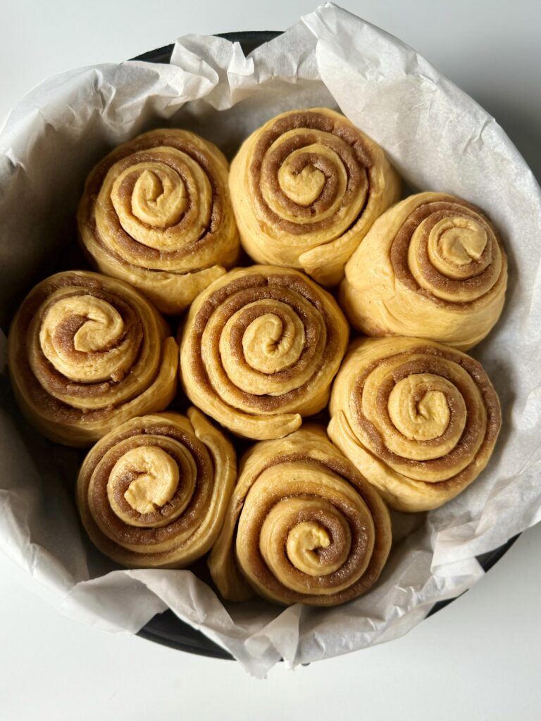 proofed sourdough pumpkin rolls