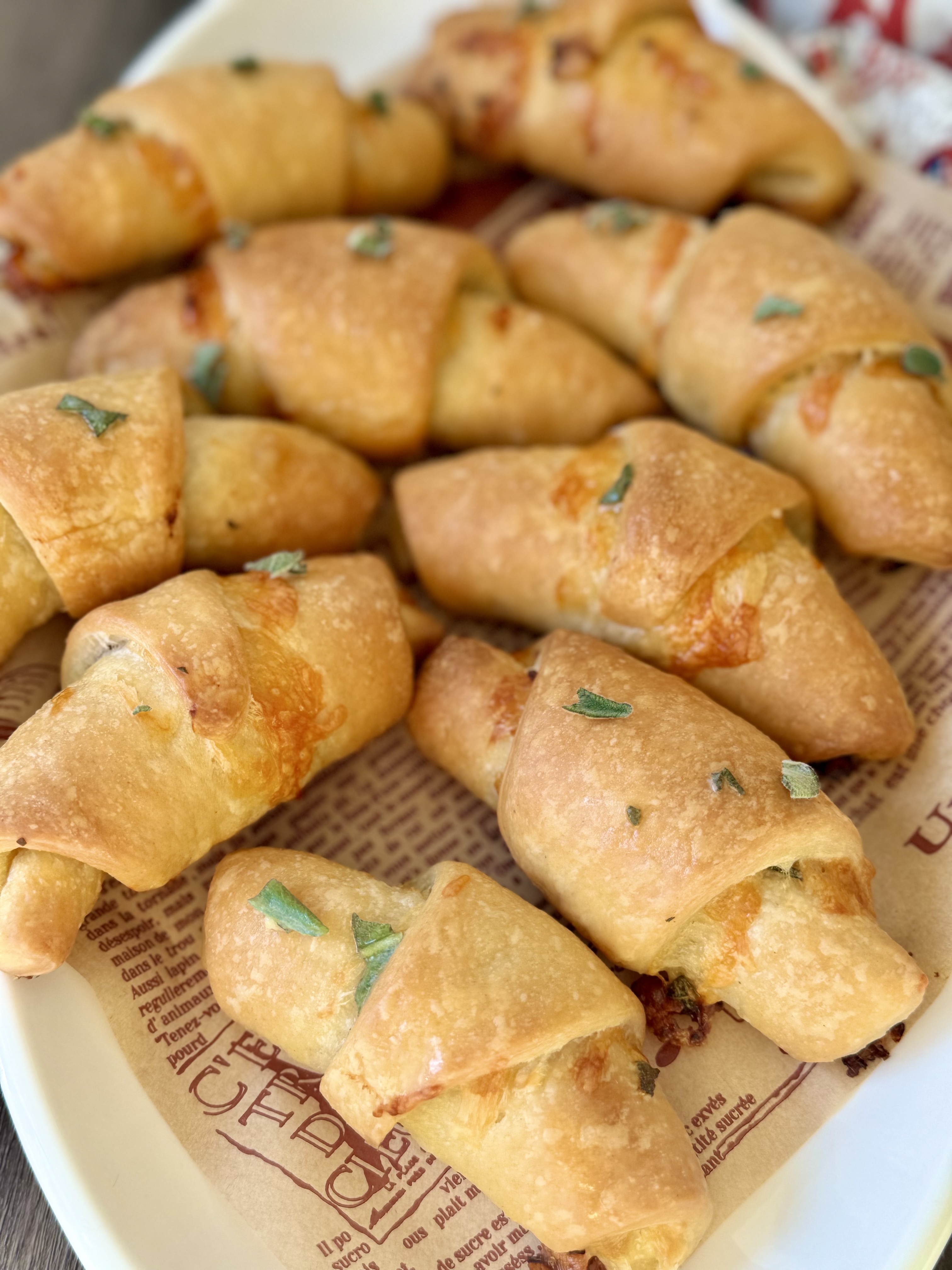 sourdough crescent rolls stuffed with cheese garlic butter