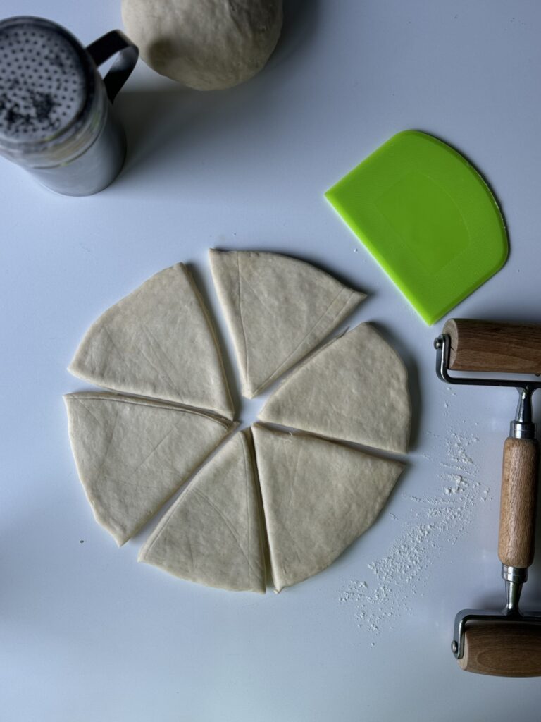 rolling and cutting the dough