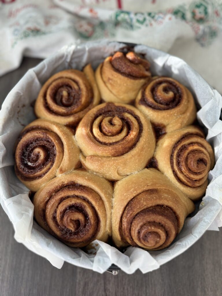 baked sourdough gingerbread cinnamon rolls