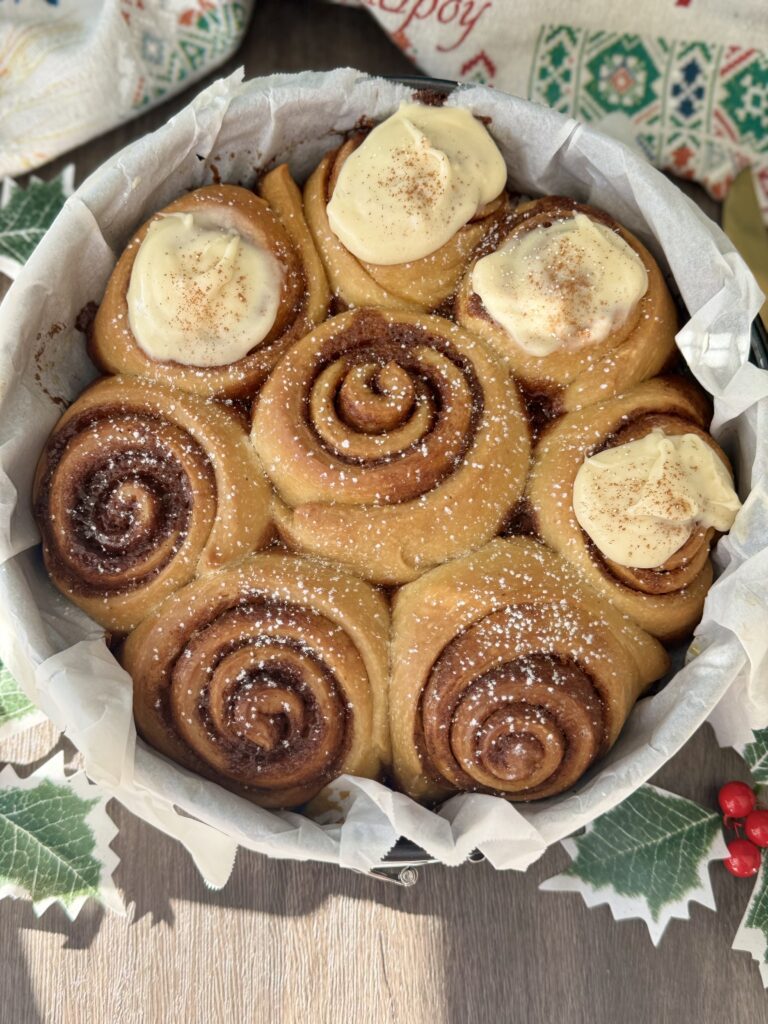 frosted gingerbread cinnamon rolls