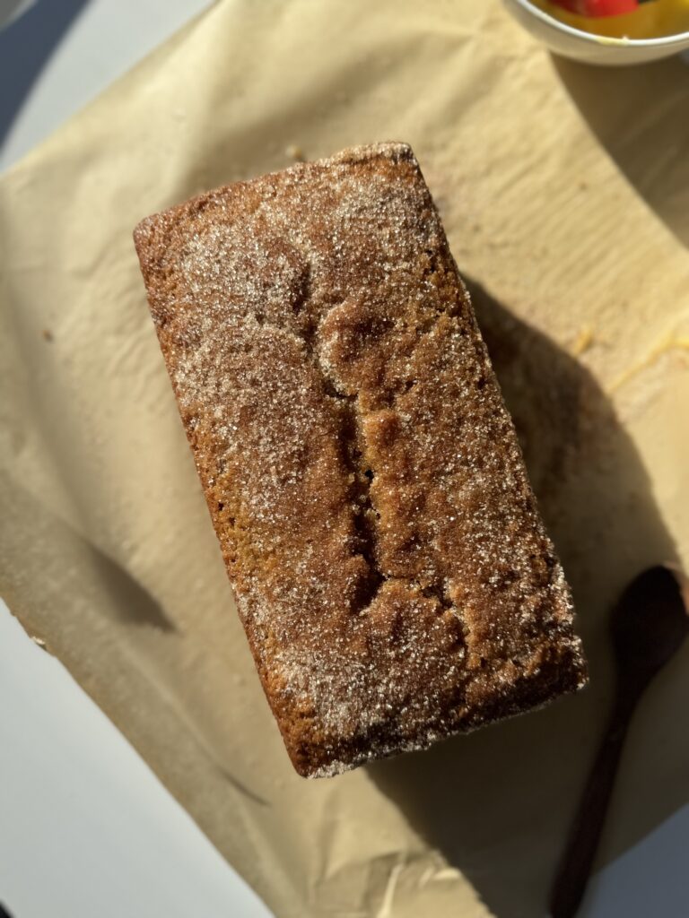 topping amish apple cider donut bread mixing