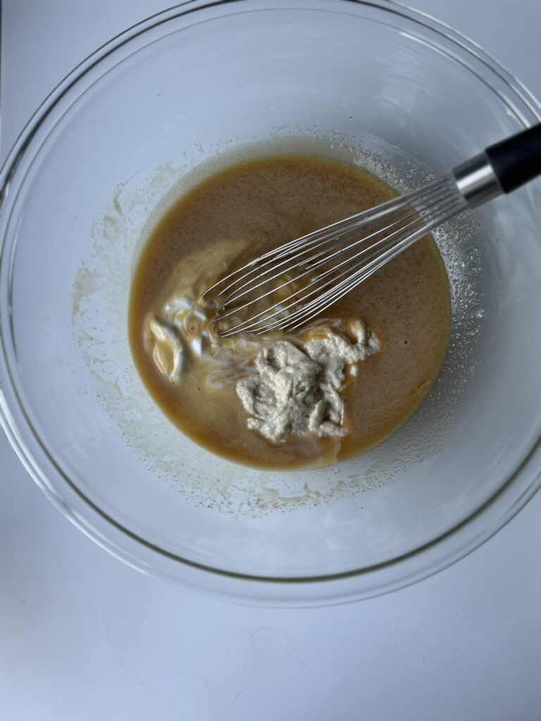 amish apple cider donut bread mixing