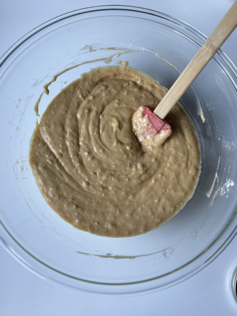 amish apple cider donut bread mixing