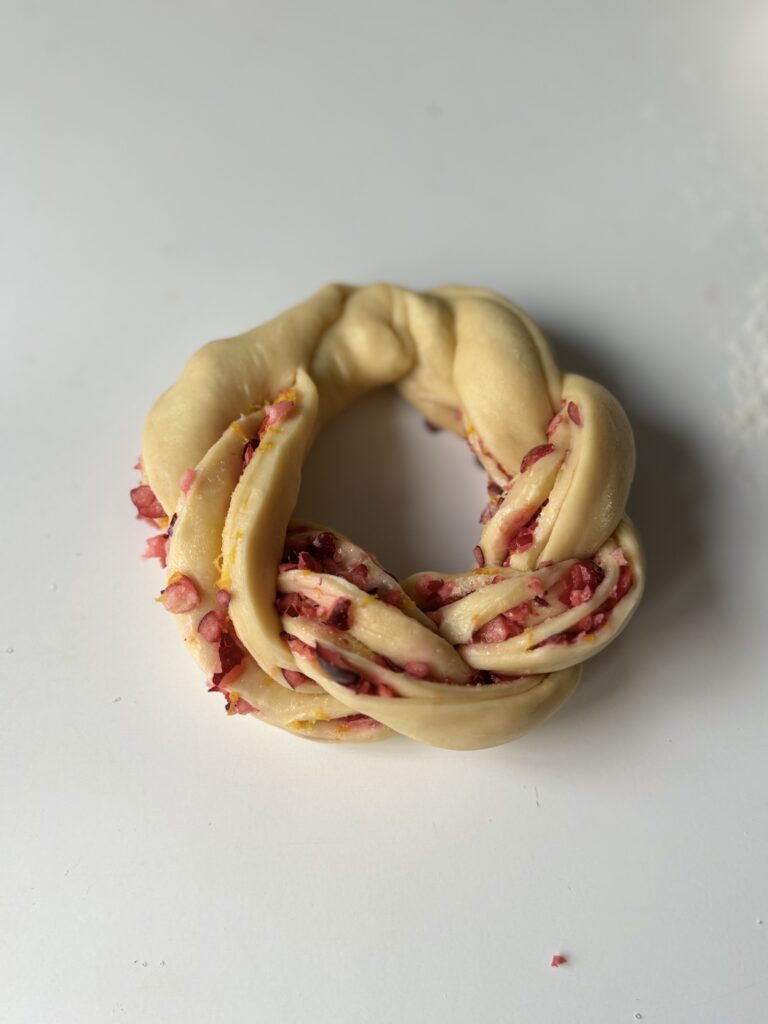 cranberry orange sourdough brioche wreath