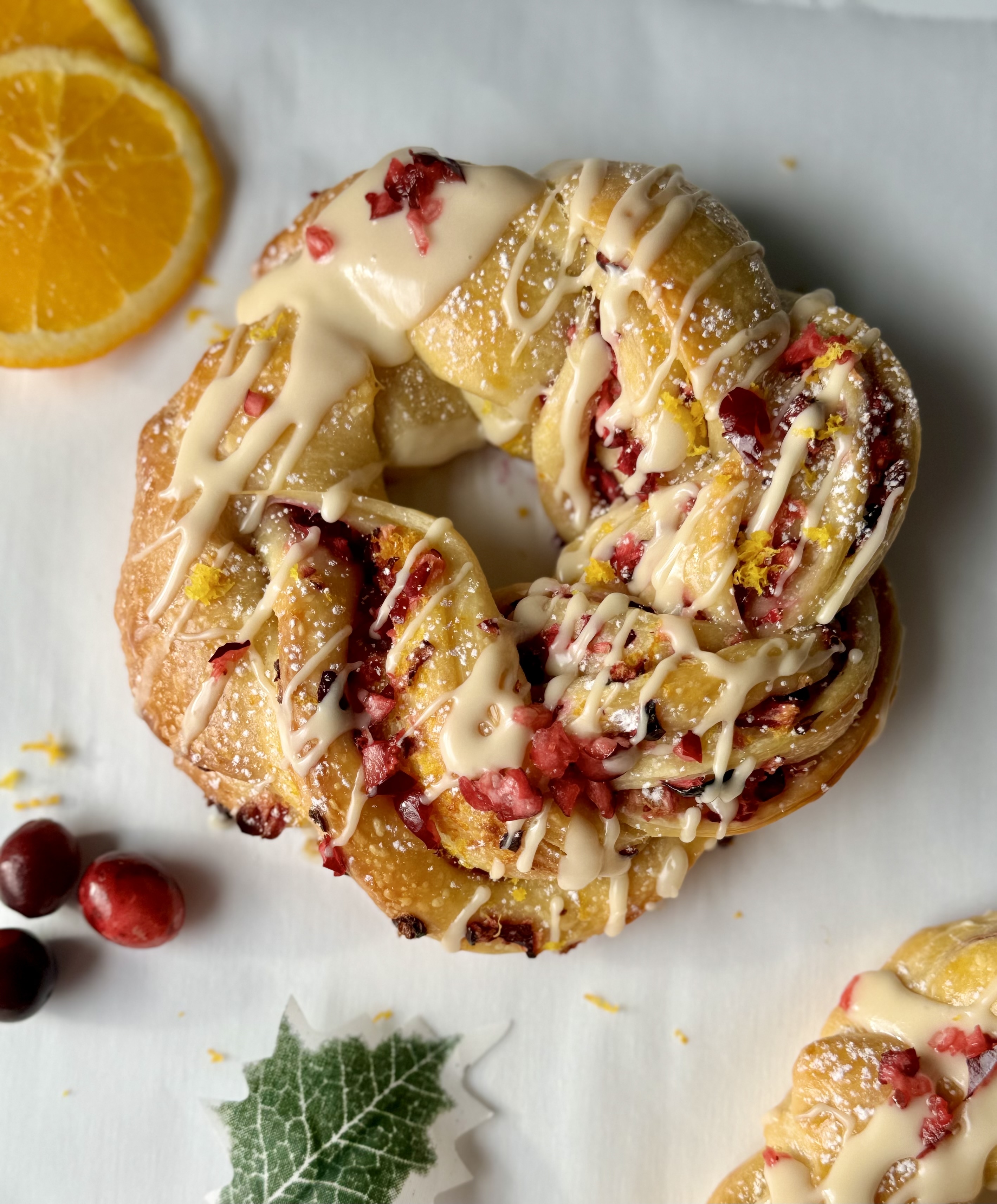 cranberry orange sourdough brioche wreaths