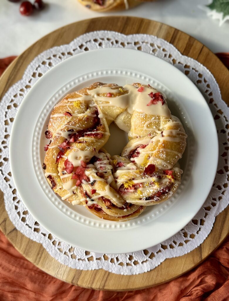 cranberry orange sourdough brioche wreaths