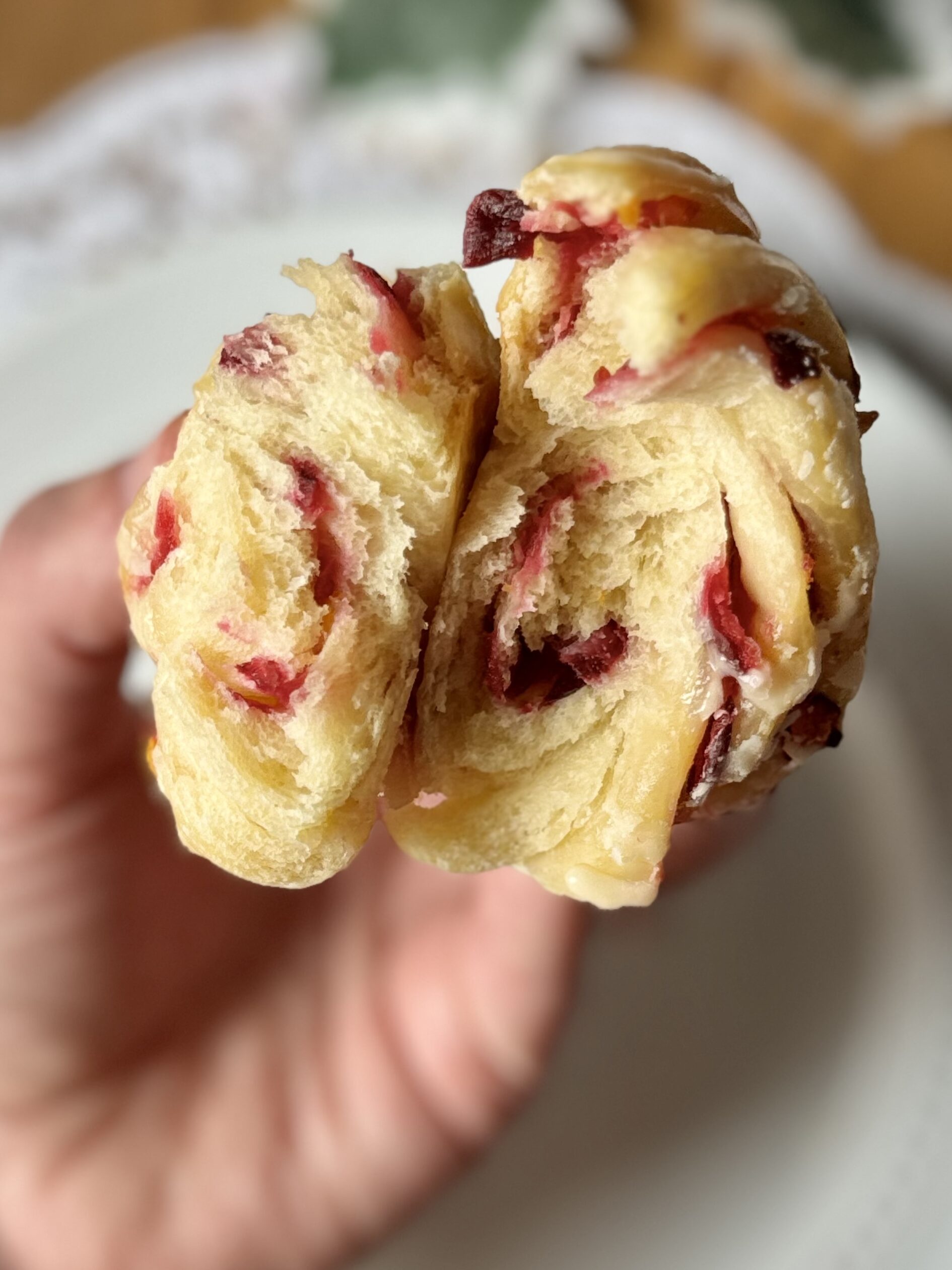 inside of cranberry orange wreath